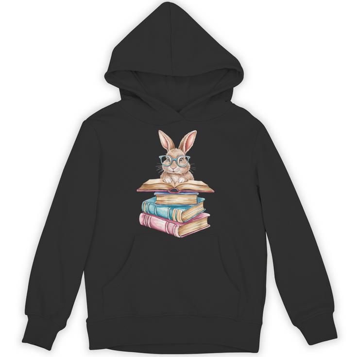Books Bookworm Reader Book Cute Reading Bunny With Glasses Unisex Hoodie