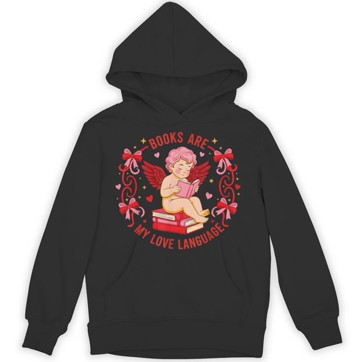 Books Are My Love Language Cupid Reading Book Valentines Day Unisex Hoodie
