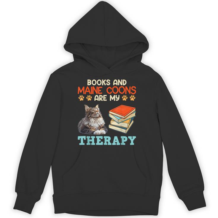 BOOKS AND MAINE COONS ARE MY THERAPY Main Coon Unisex Hoodie