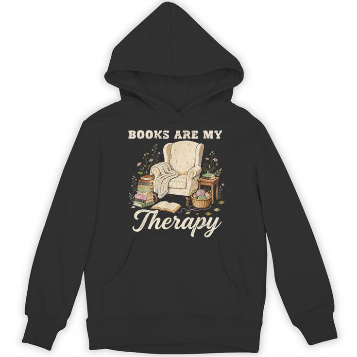Books Are My Therapy Cozy Reading Chair Artwork Unisex Hoodie