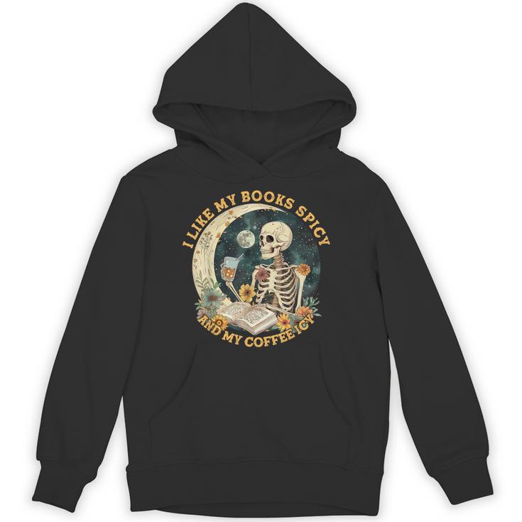 I Like My Books Spicy & My Coffee Icy Skeleton Read Book Unisex Hoodie