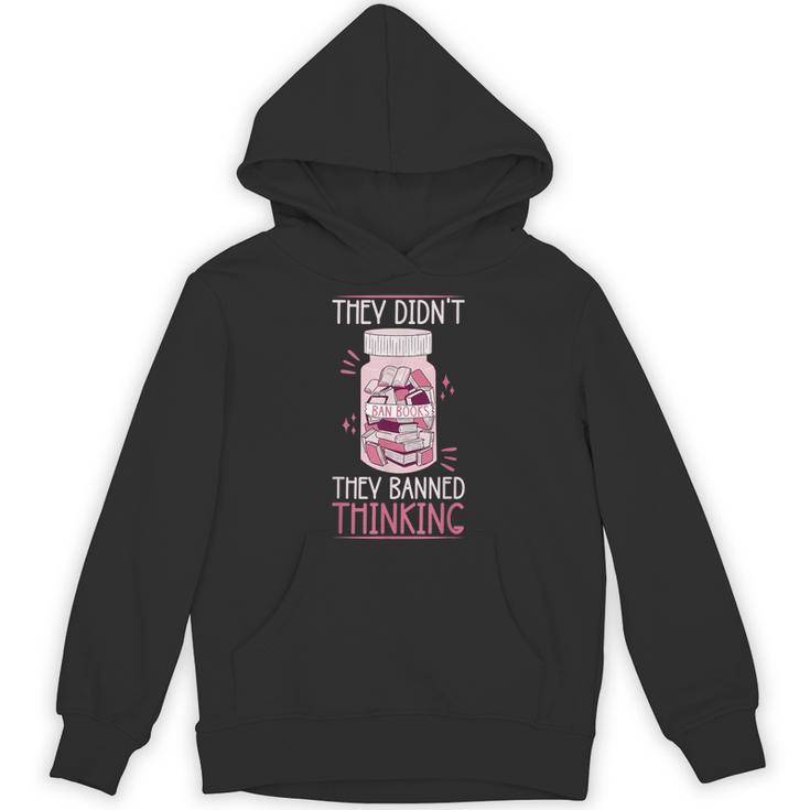Bookworm Library Banned Book -Adults  Short Sleeve Modern Crew Neck Small Straight Imported They Didn't Ban Books They Banned Thinking Unisex Hoodie