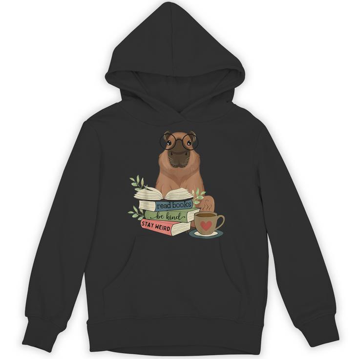 Capybara Glasses Reading Books Capybara Nerd Bookworm Unisex Hoodie