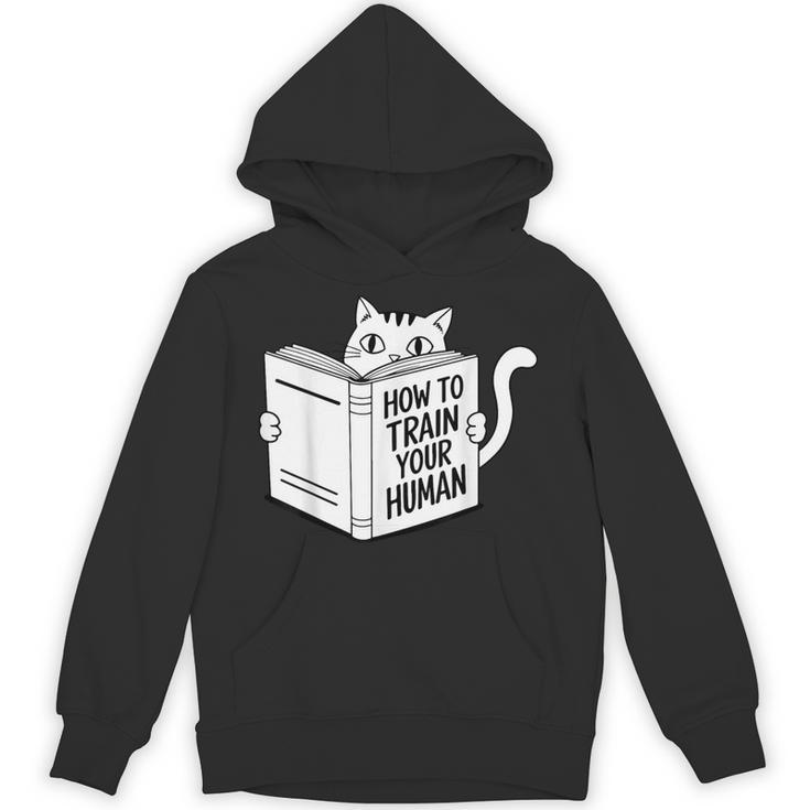 Cat Book Humor How To Train Your Human Unisex Hoodie