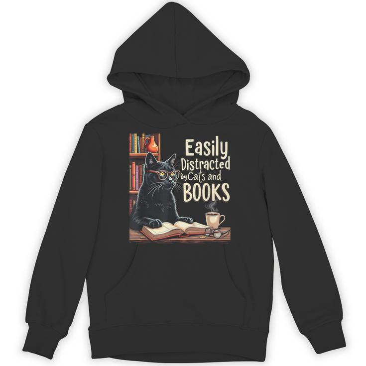 Cats And Books Book & Cat Lover Easily Distracted By Unisex Hoodie