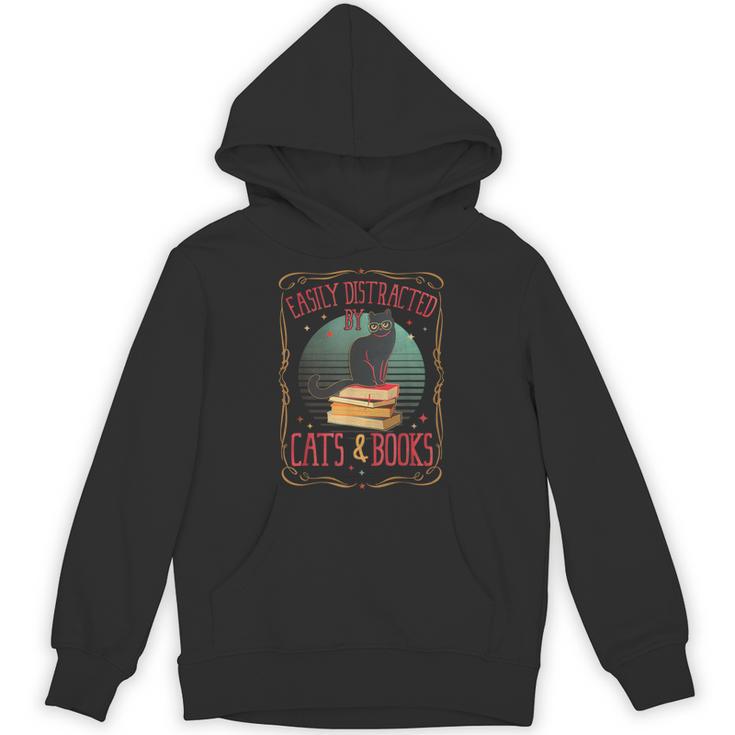 Cats And Books Lover Reading Literary Feline Humor Unisex Hoodie