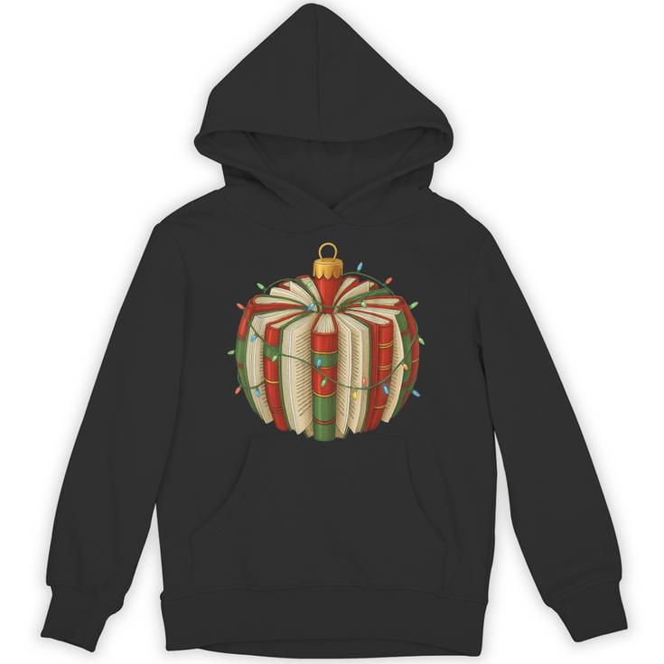 Christmas Book Ornament Lights Holiday Reading Lover Teacher Unisex Hoodie