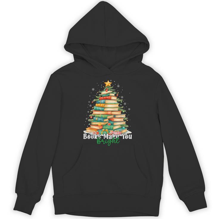 Christmas Books Make You Bright Librarian Teacher Book Lover Unisex Hoodie