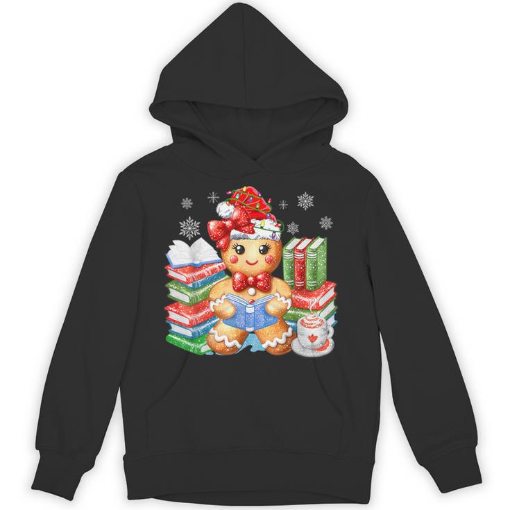 Christmas Gingerbread Man Reading Book Snowflake Teacher Unisex Hoodie