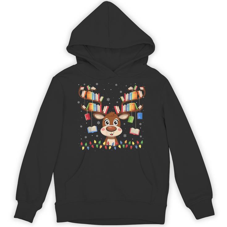 Christmas Librarian Reindeer Matching Family Book Lover Xmas Unisex Hoodie