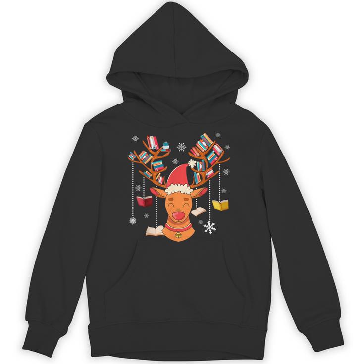 Christmas Librarian Reindeer Xmas Book Teachers Love Reading Unisex Hoodie