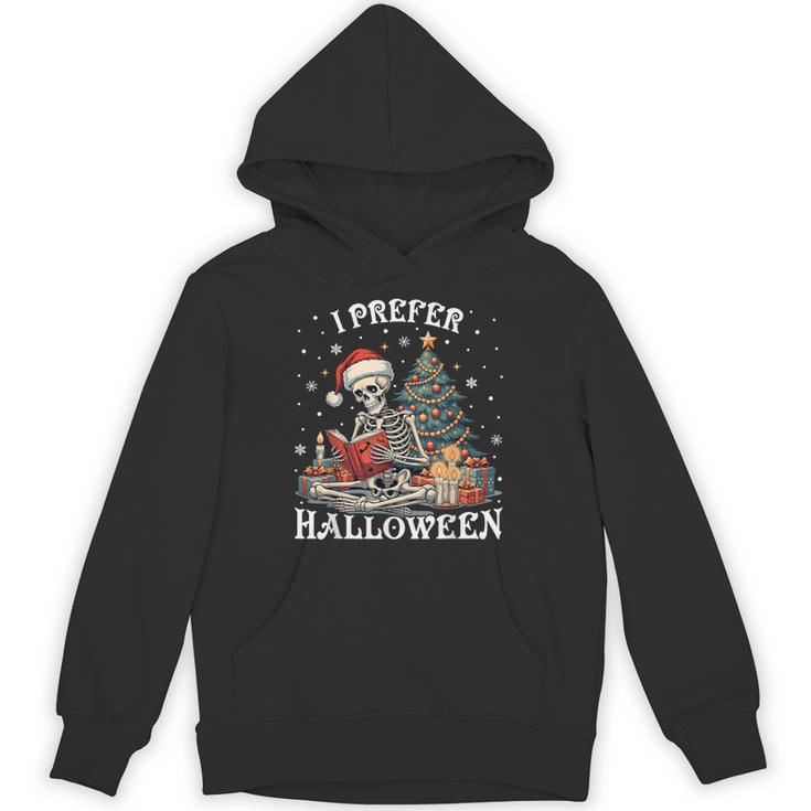 Christmas Outfit I Prefer Halloween Book Reading Skeleton Unisex Hoodie