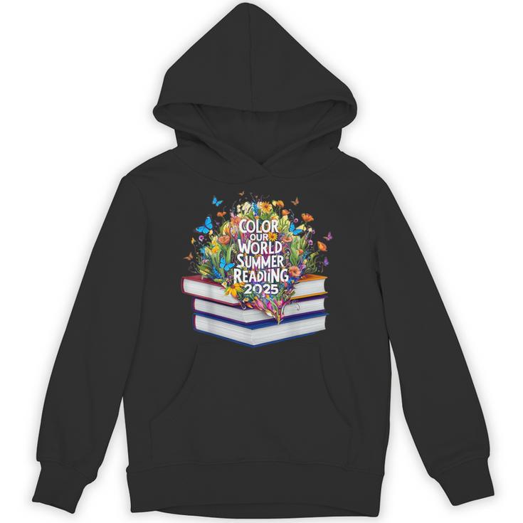 Color Our World Summer Reading 2025 Cute Book Wildflowers Unisex Hoodie