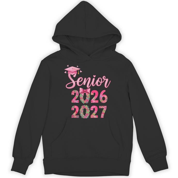 Coquette Pink Bow Flowers Senior 2026 2027 Graduation Unisex Hoodie