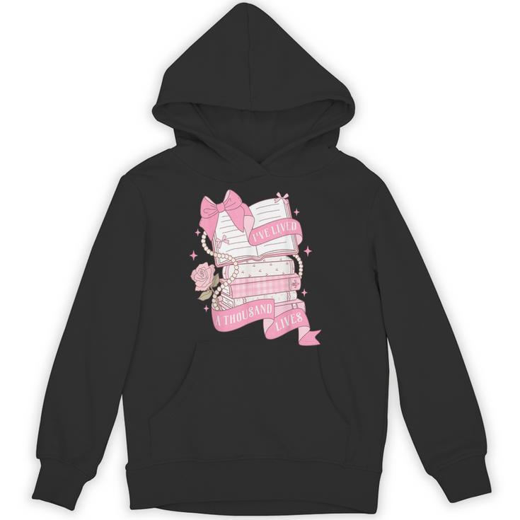 Coquette Reading Book Lover Pink Bow Bookish Mom & Daughter Unisex Hoodie