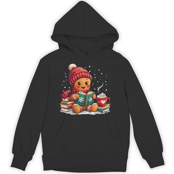 Cozy Gingerbread Christmas Reading Book Xmas Snowflakes Fall Unisex Hoodie