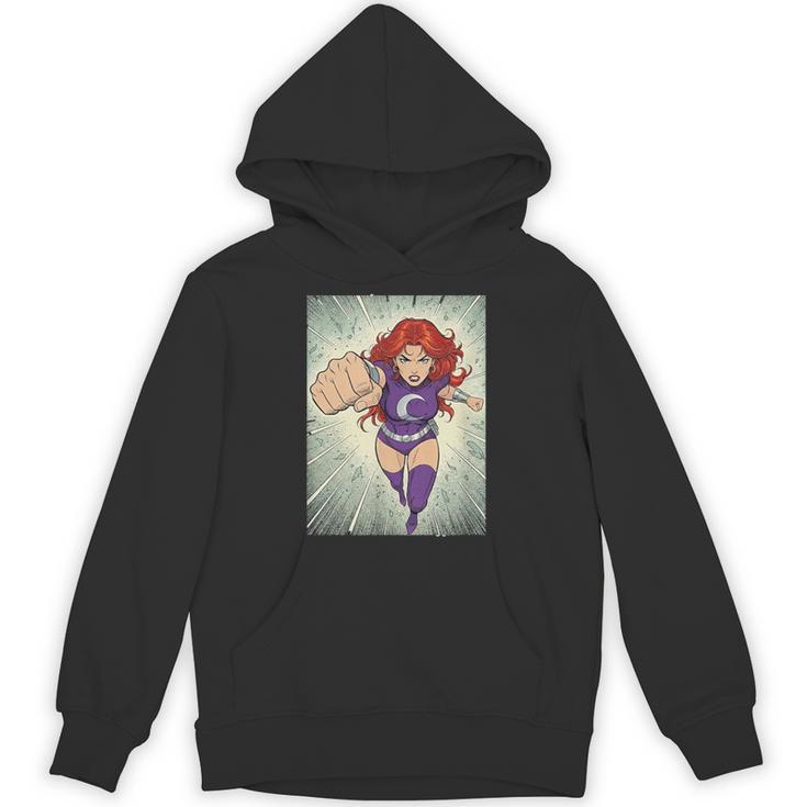 The Crimson Crescent 90s Retro Comic Book Superheroine Art Unisex Hoodie