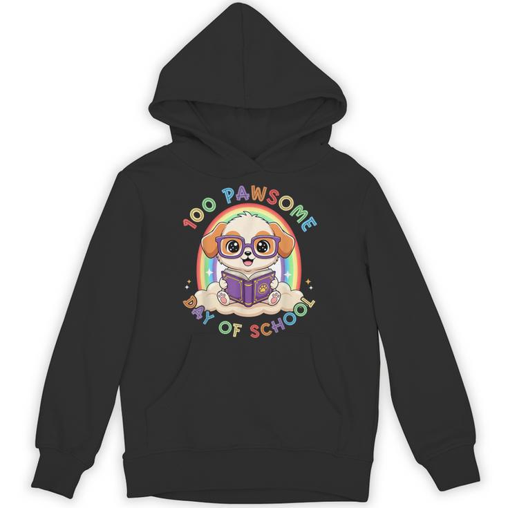 Cute 100th Day Of School 100 Days Dog Reading Book Rainbow Unisex Hoodie