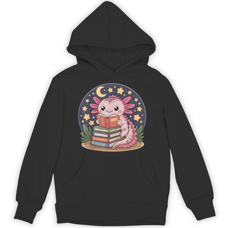 Cute Axolotl Reading Books Cozy Night Aesthetic Unisex Hoodie