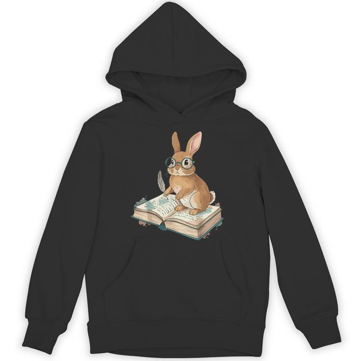 Cute Bunny Reading Book Glasses Bookworm Unisex Hoodie