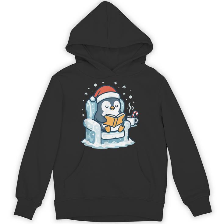 Cute Christmas Penguin Reading Book Cozy Winter Holiday Art Unisex Hoodie