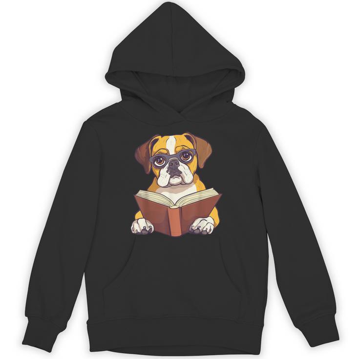 Cute Dog Boxer Reading Book Unisex Hoodie