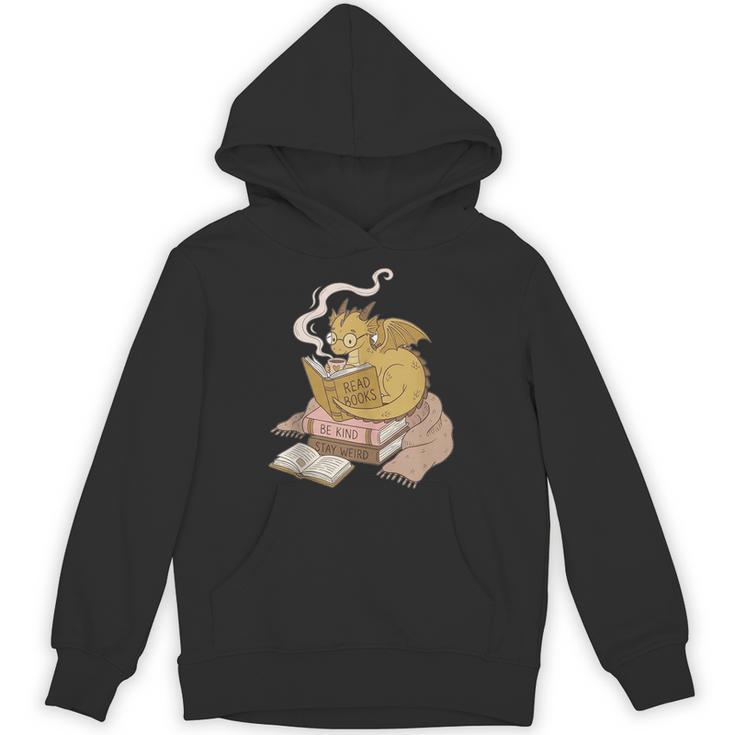 Cute Dragon Be Kind Stay Weird Read Books Unisex Hoodie