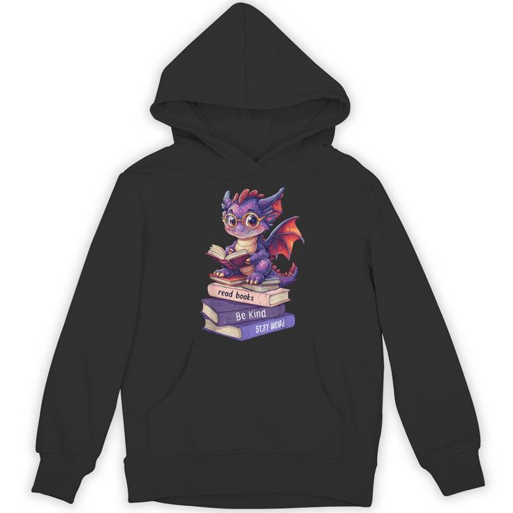 Cute Dragon Read Books Be Kind Stay Weird Book Lover Unisex Hoodie