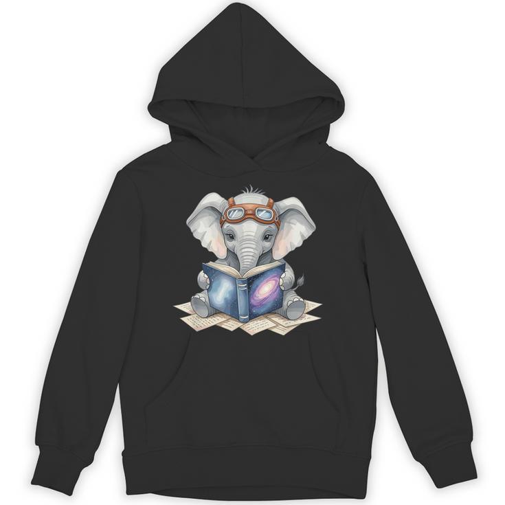Cute Elephant Reading Universe Book Unisex Hoodie