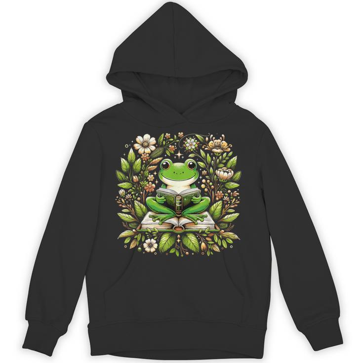 Cute Floral Frog Book Reading Unisex Hoodie