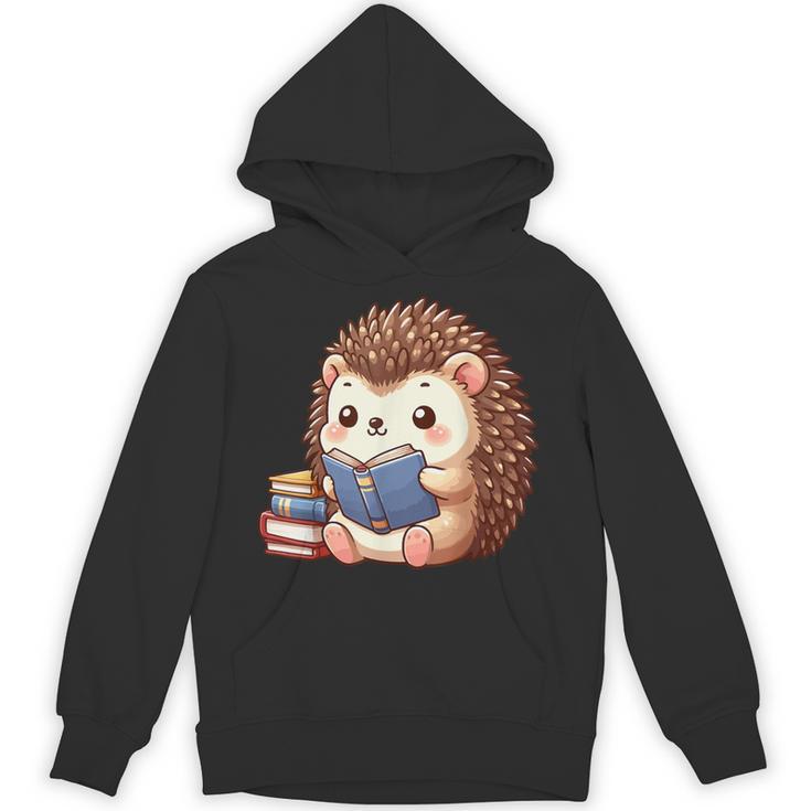 Cute Hedgehog Book Lover Readers Animal Reading Unisex Hoodie