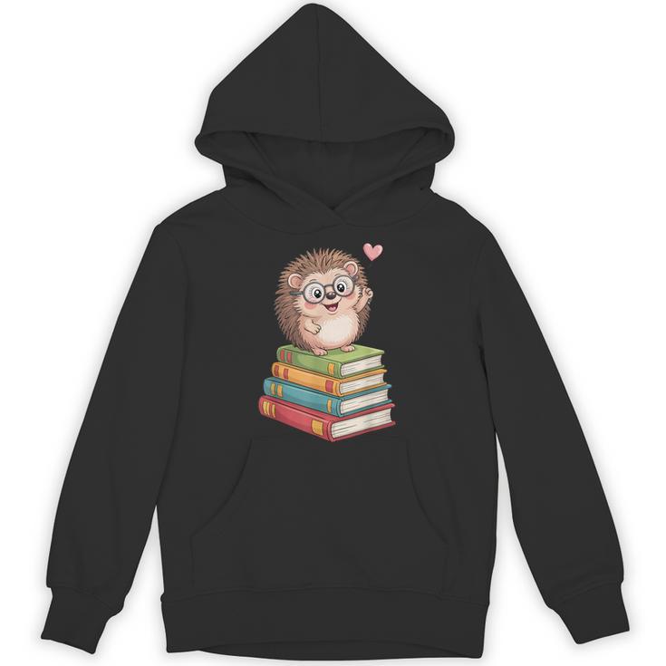 Cute Hedgehog Reading Books Animal Lover Reader Bookworm Unisex Hoodie
