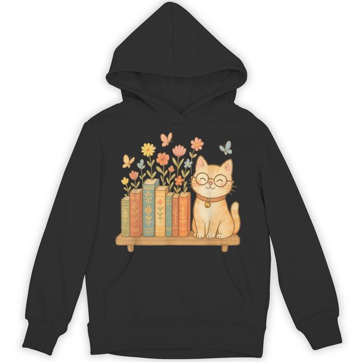 Cute Kawaii Cat Books Flowers Unisex Hoodie