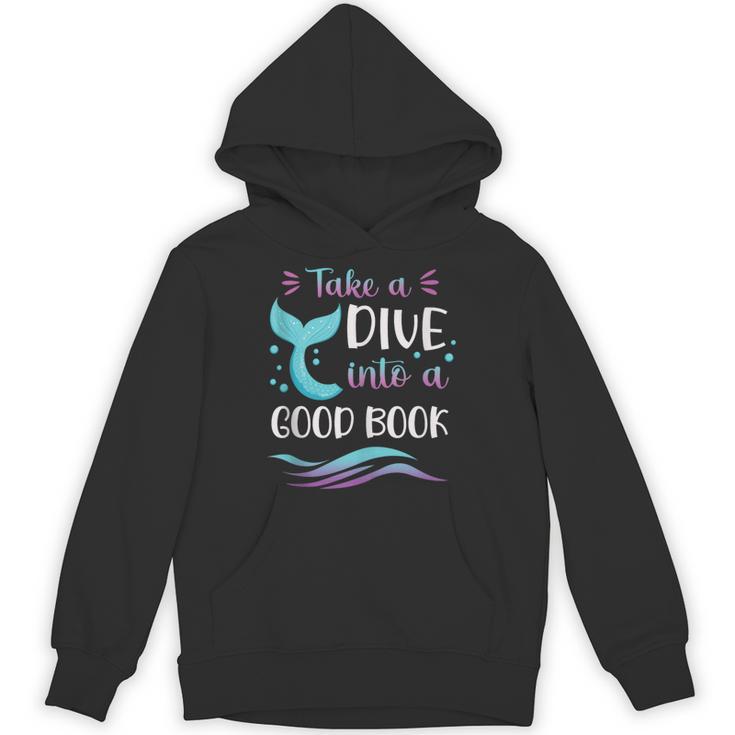 Cute Mermaid Librarian Teacher Dive Into A Good Book Reading Unisex Hoodie
