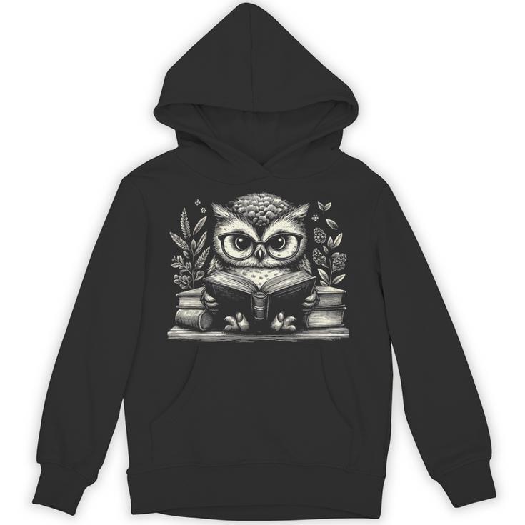Cute Owl Reading Book Graphic Art Unisex Hoodie