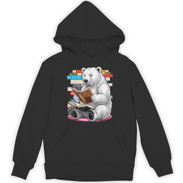 Cute Polar Bear Is Reading a Book Reading Polar Bear Unisex Hoodie