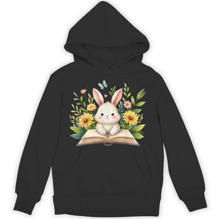 Cute Rabbit And Book Women Girls Reading Book Rabbit Lover Unisex Hoodie