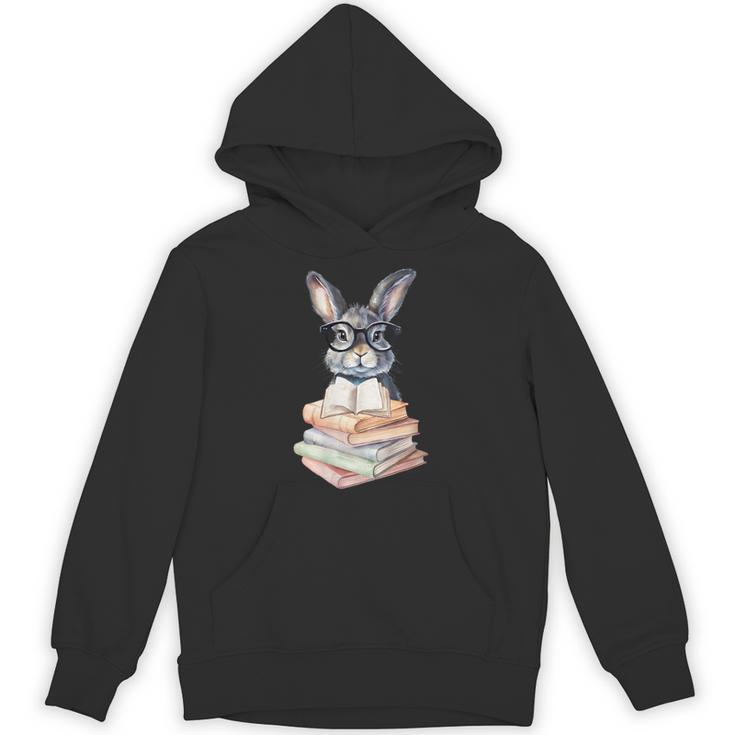 Cute Reading Bunny With Glasses Books Reader Book Bookworm Unisex Hoodie