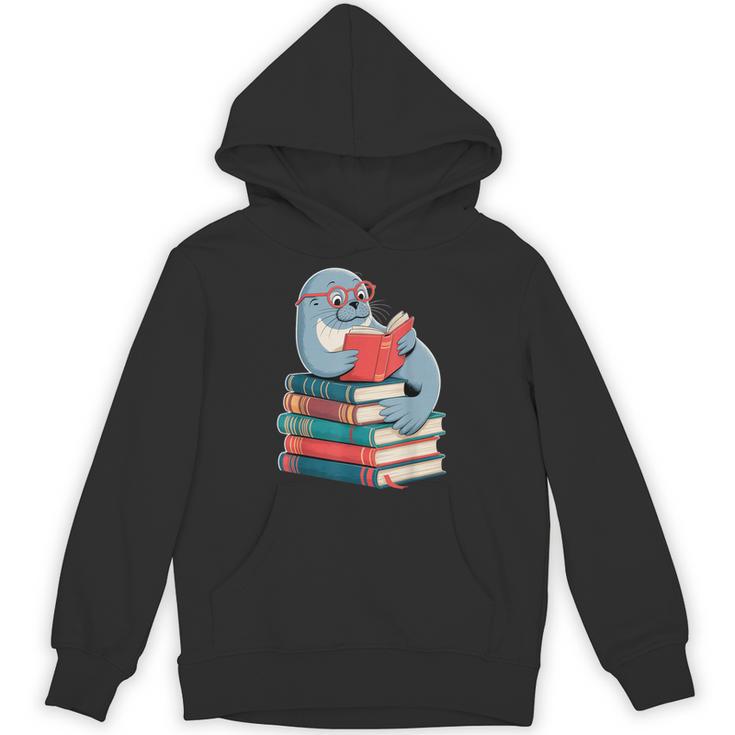 Cute Reading Seal On Books Book Lover Unisex Hoodie
