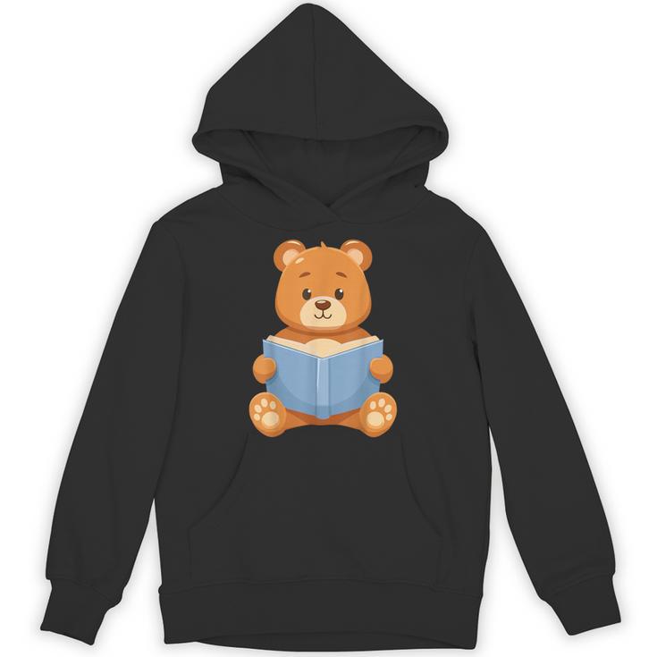 Cute Teddy Bear Reading Book Adorable For Readers Unisex Hoodie