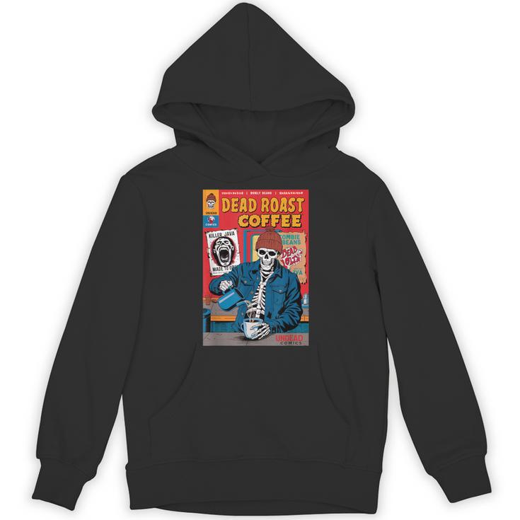 Dead Roast Coffee Comic Book Cover Style Skeleton Barista Unisex Hoodie