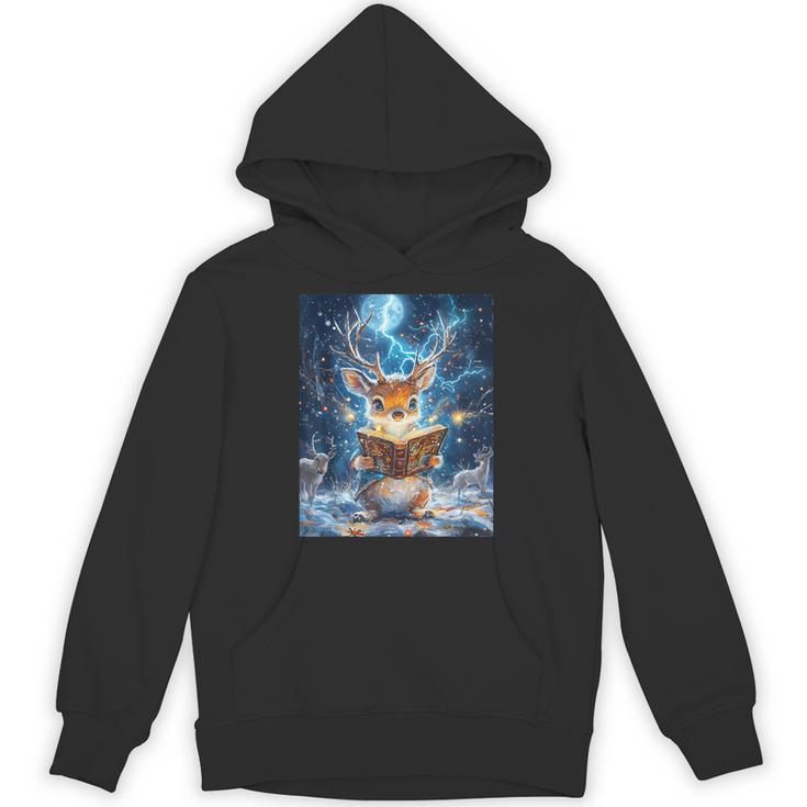 Deer Reads Book Women Girls Reindeer Unisex Hoodie