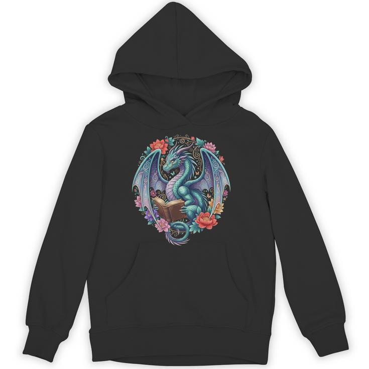 Dragon Reading Book Girls Kids Bookworm Book Lover Unisex Hoodie