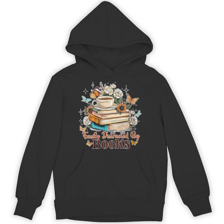 Easily Distracted By Books Book Wildflowers Book Lovers Unisex Hoodie