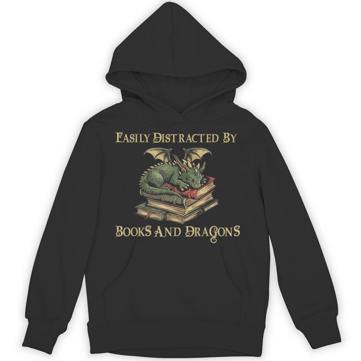 Easily Distracted By Books And Dragons Graphic Unisex Hoodie