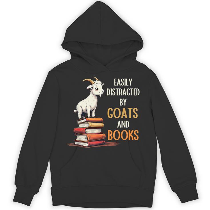 Easily Distracted By Goats And Books Goats And Book Reading Unisex Hoodie