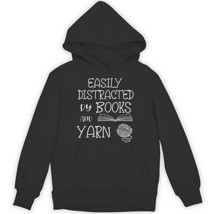 Easily Distracted By Knitting Books And Yarn Quote Reader Unisex Hoodie
