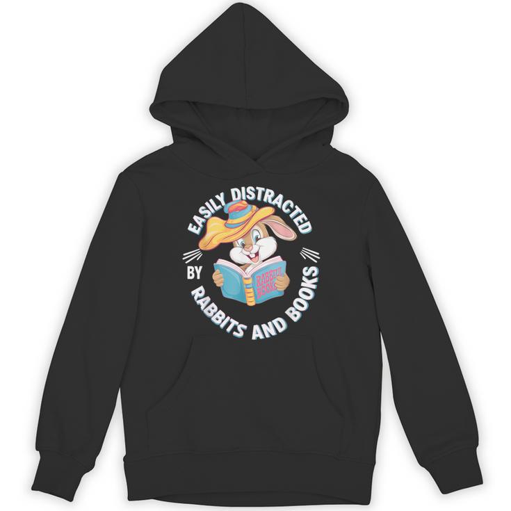 Easily Distracted By Rabbits And Books Reading Unisex Hoodie