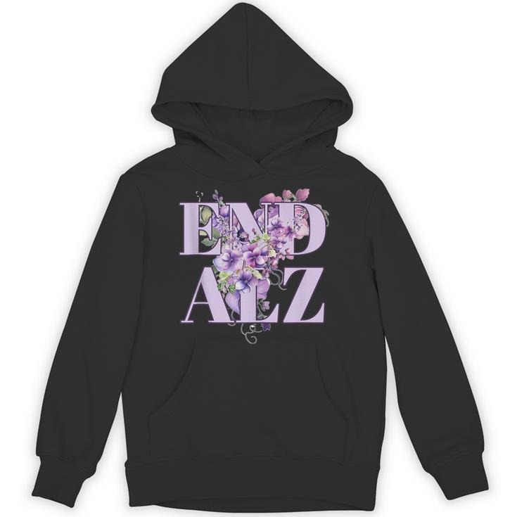 End ALZ Floral Dementia Memory Loss Alzheimer Awareness Unisex Hoodie