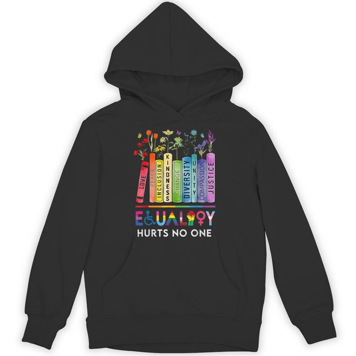 Equality Hurts No One Book Flower Rainbow Pride Month LGBTQ Unisex Hoodie
